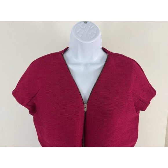 MAJE Cherry Red Cap Sleeve Zip Front Top With Tank Underlay Sz 3 US L - Picture 2 of 8
